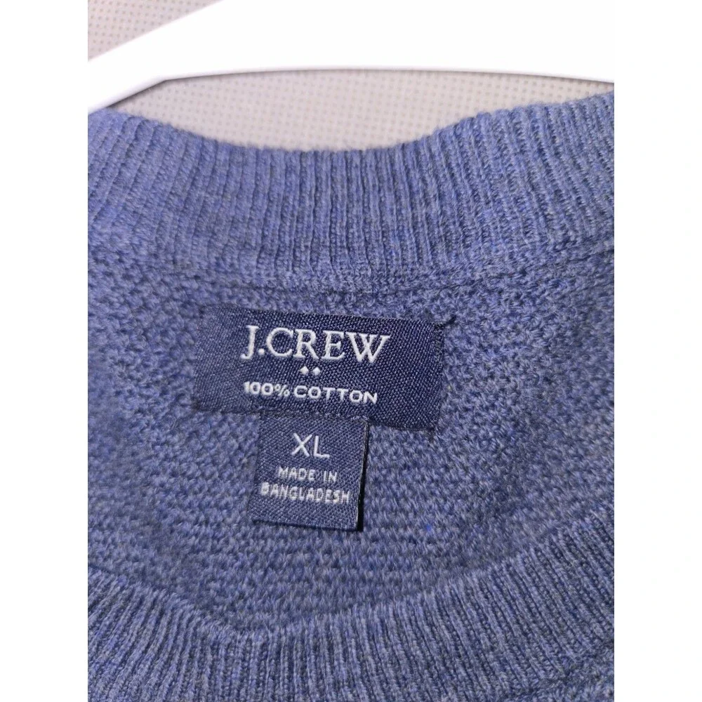 ​J CREW Men XL Blue Sweater 100% Cotton Raglan Long Sleeve Pullover Knit 29x22